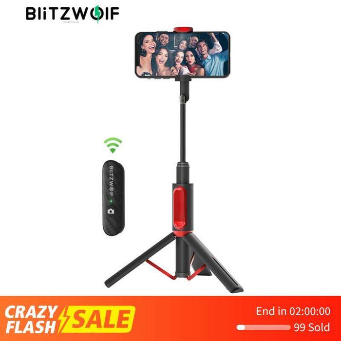 BlitzWolf BW-BS10 Selfie Desain Portabel, Tongkat Swafoto Bluetooth