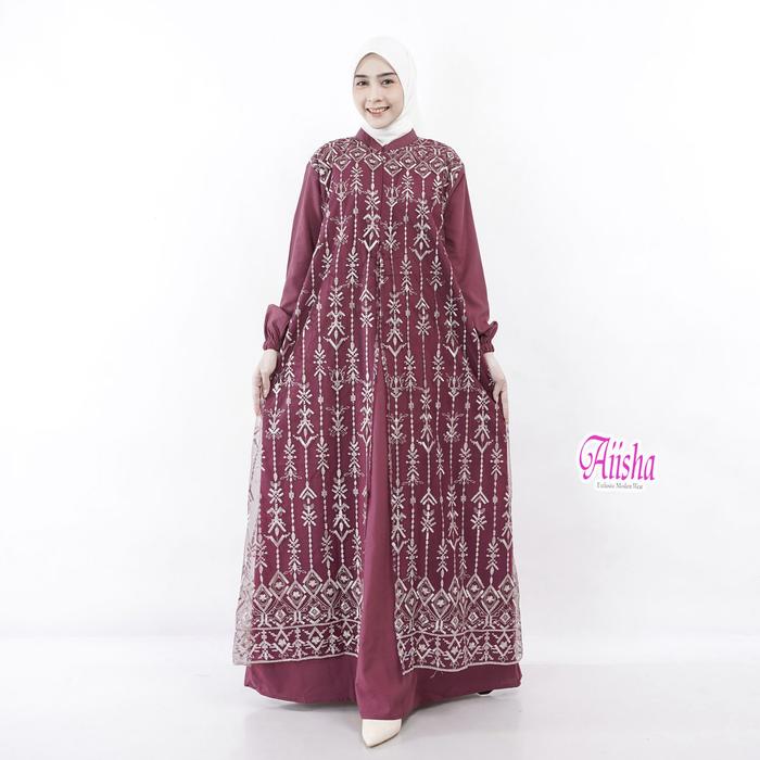 AIISHA Langsung Kirim | Gamis Lebaran Mewah Madaniyya | Baju Couple Suami Istri Bahan Cotton Miracle