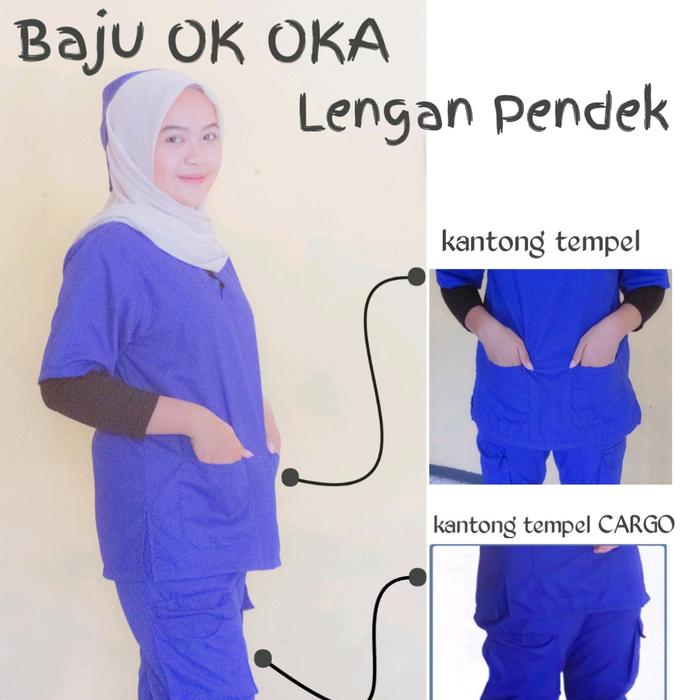 Baju Jaga Dokter Scrub Medis Lengan Pendek OK OKA Jogger Cargo Toyobo Original