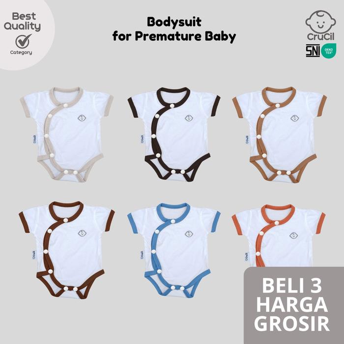 CruCil Poppy & Bobby BodySuit Premature - Newborn Bayi - Laki-Laki - Perempuan - Cotton Katun Putih