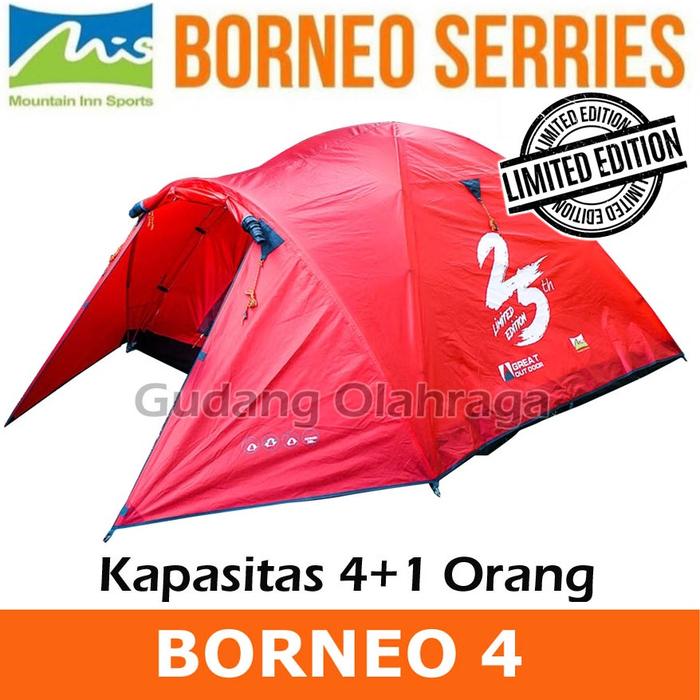 AJS- Tenda Mis Borneo 4 Mountain Inn Sports / Tenda Camping Dome Borneo 2 3 4 Orang Double Layer