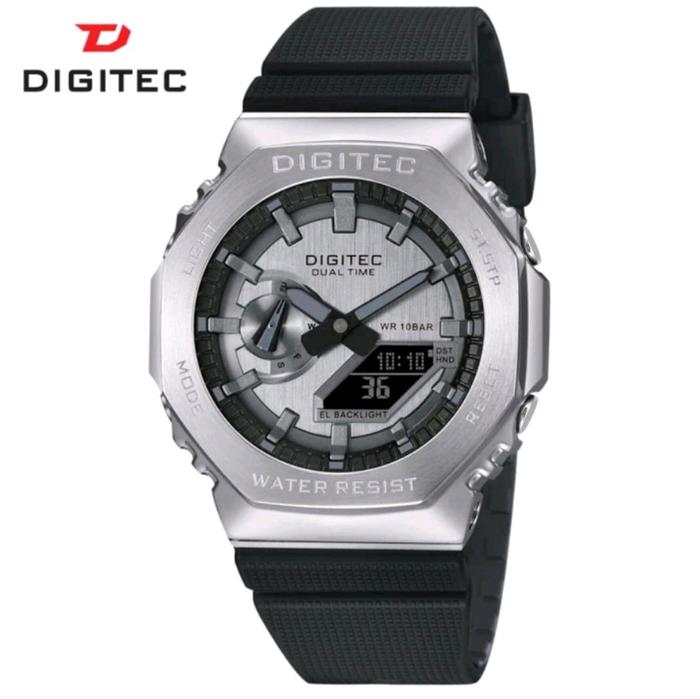 Jam Tangan Cowok Digitec DAS-2119T Tahan Air Rubber Watches Stopwatch Jarum Titanium