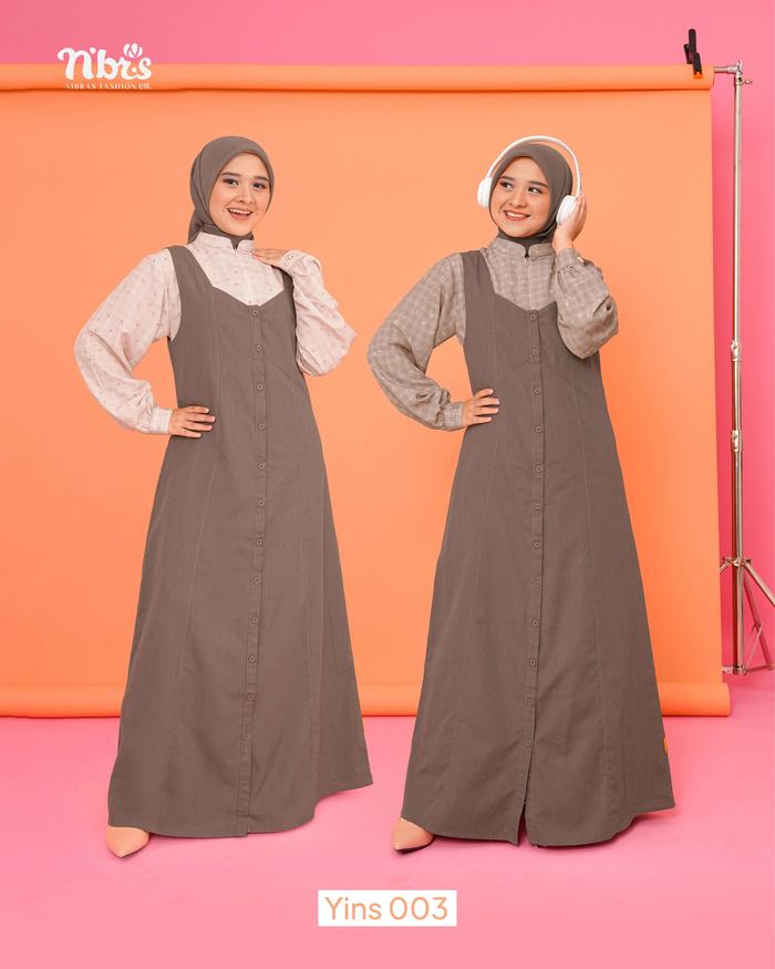 NIBRAS YINS 003 ATASAN DAN OUTER MODEL MOTIF SIMPLE YINS 003 KEKINIAN DESAIN MODERN NIBRAS
