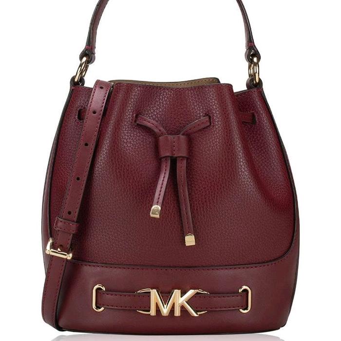 MK Reed Medium Leather Bucket Bag Oxblood