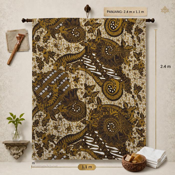 Kain Batik KEONG MAS | Katun Prima Mestres Sanforise 2,4m x 1,10m—Batik Suci Alya