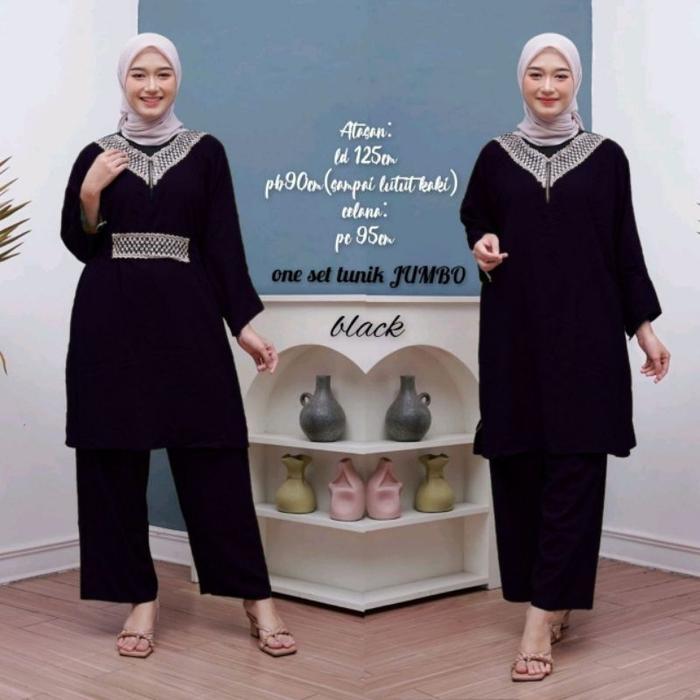 SETELAN JUMBO / DLUSIA SETELAN INDIA GOLD / SETELAN TUNIK JUMBO RENDA