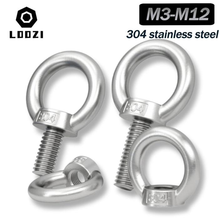 M3 M4 M5 M6 M8 M10 M12 DIN580 304 Stainless Steel Marine Lifting Eye Nuts/ Screw Ring Eyebolt Ring H