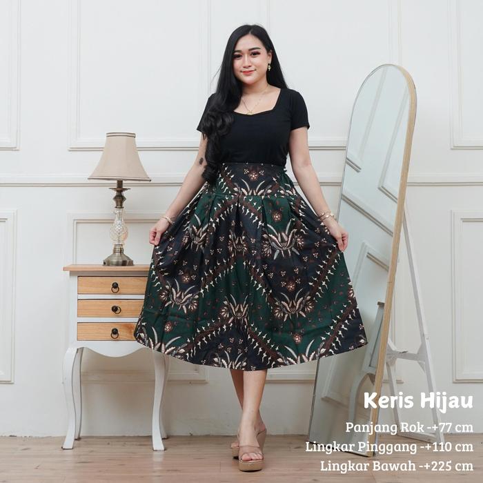 KERIS HIJAU ROK 7/8 BAWAHAN WANITA ROK BATIK PANJANG 7/8 DEWASA BAHAN KATUN MAYUNG HALUS PREMIUM MOT