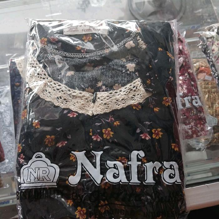 Qonita Daster Nafra by Qonita w Atasan Pendek Hitam Kotak Knitwear Oversize Top Tebal Baju Katun Mot