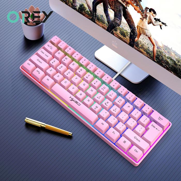 Gaming Keyboard 61 Keys RGB Backlit Business Mechanical Feel Keyboard