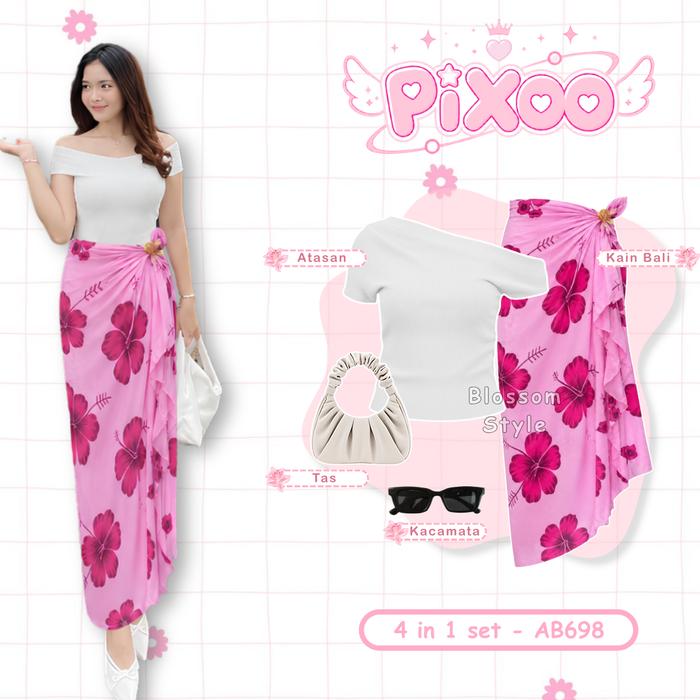 Blossom Setelan Pantai Simpel 3 in Oneset Wanita Kekinian ( Tas + Atasan Diva Top Sabrina Stretch + 