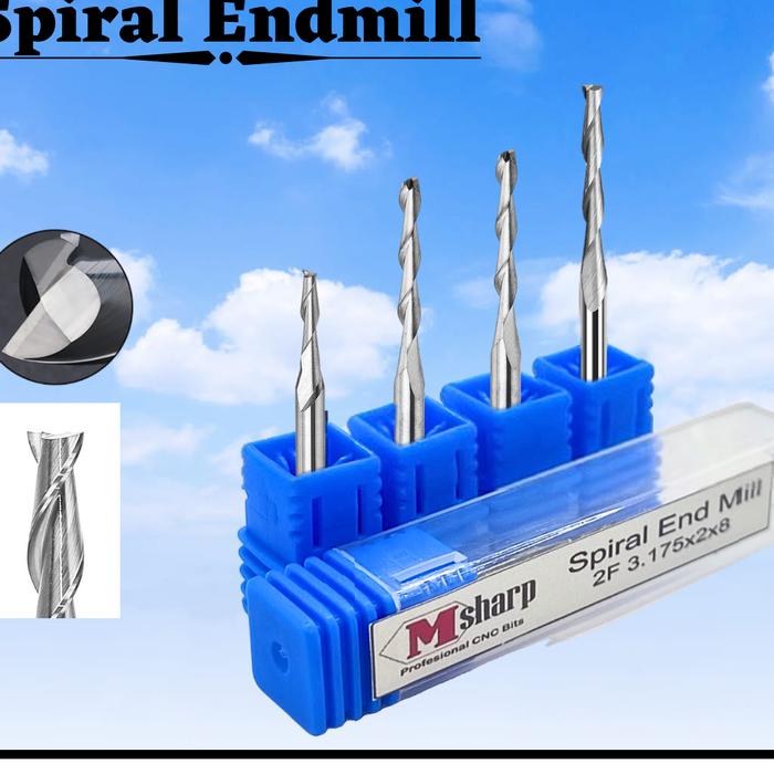ms7 end Mill 2 flute spiral 2mm endmill router cnc acrylic kayu aluminium