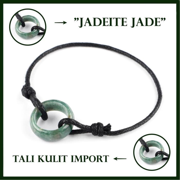[LARISS] Gelang Tali Keren Batu Giok Hijau Asli Natural Jadeite Jade Bangle Pria Wanita Viral PREMIU