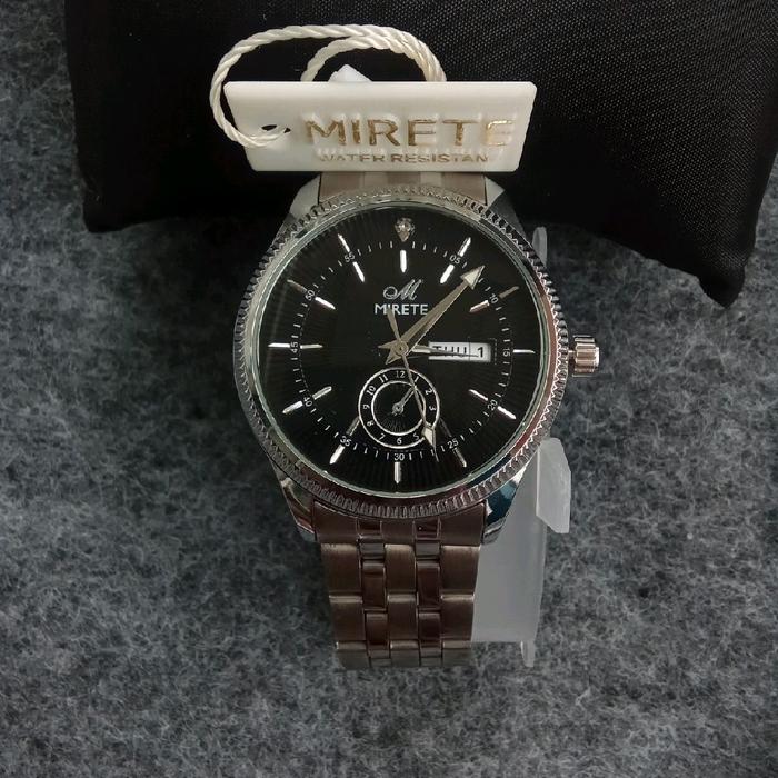MIRETE Jam Tangan Pria Rantai Lengkap Tanggal Hari Water Resist Watches dengan Desain Elegan Jam ker