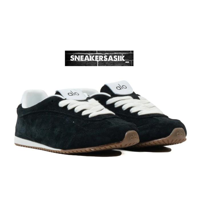 ALO Sunset Sneaker Wanita - Sepatu Kasual Suede Black Ivory