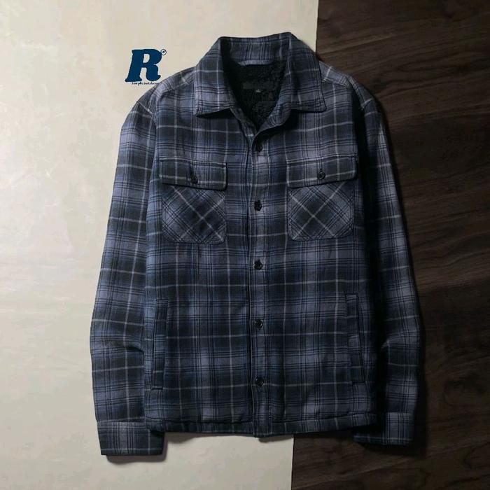 Kemeja Lengan Panjang Outer Jacket Flannel Shirt Veterano Sherpa Tebal 4 Pocket UNIQLO Size L Unisex
