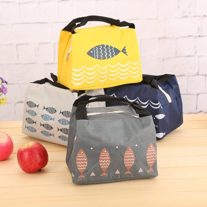 ✌ Veshop ✌ PA075 Tas Bekal Karakter Ikan Lunch Cooler Bag Makanan Aluminium Kotak Makan Import