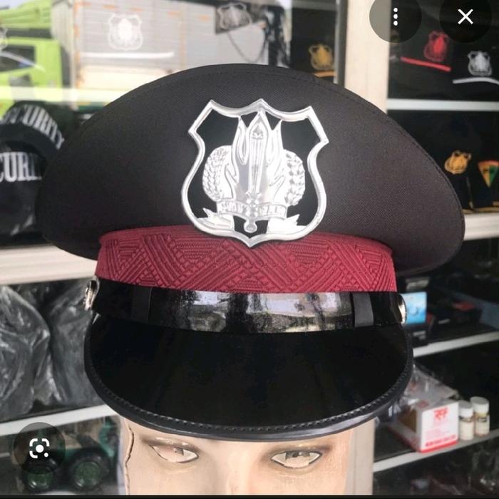 TOPI PET SATPAM SECURITY LIS PUTIH DAN LIS KUNING SESUAI KEBUTUHAN TERSEDIA UKURAN  BAHAN PREMIUM PR