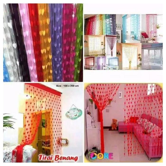 Tirai Benang Motif Love / Tirai Hias / Tirai Skat Ruang