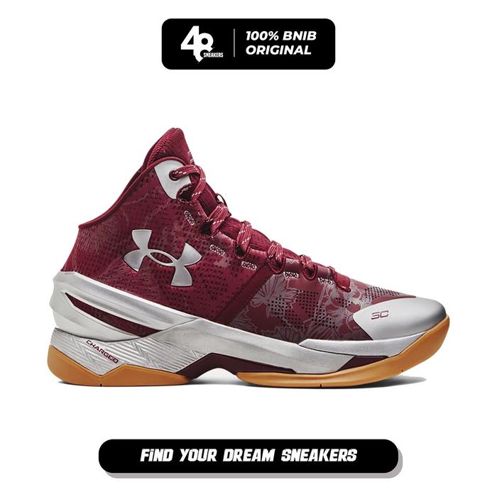 Sepatu Basket Pria Under Armour Curry 2 Retro Deep Red (3026052-601) Original