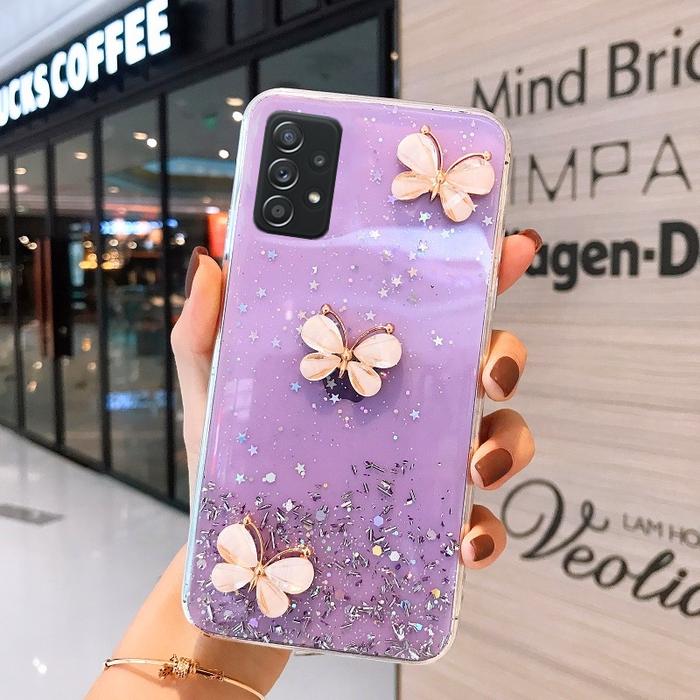 CASE SAMSUNG M23 A54 A33 5G A73 5G A7 2018 A750 CASING KUPU KUPU GLITTER SOFT CLEAR BLING 3D CASING
