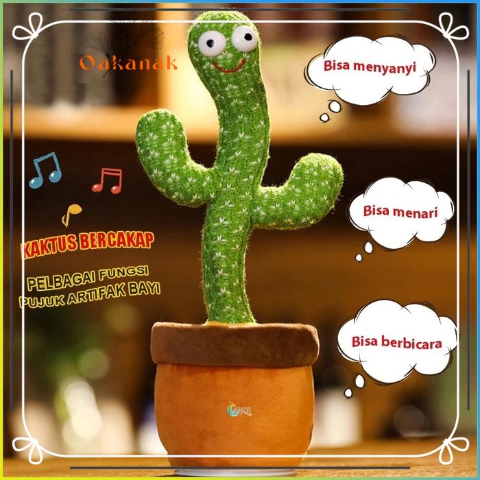SNI Boneka Kaktus Goyang Lampu dan Bicara /Boneka Kaktus Joget Menari