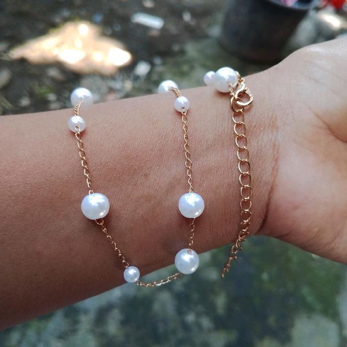 kalung MUTIARA 18k mirip emas asli aksesoris Amberjaya