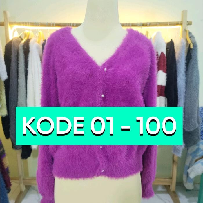 RAJUT FUZZY ANGGORA, RAJUT BULU KOREA.  Knitwear Wanita Baju Panjang Katun Atasan Tebal Cardigan Out