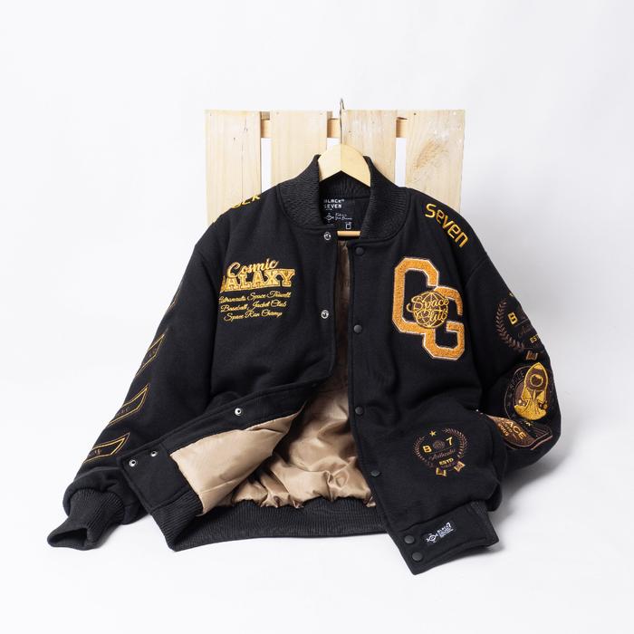 (Exlusive) Blackseven | Varsity Jacket | Cosmic Galaxy - Black Gold Edition