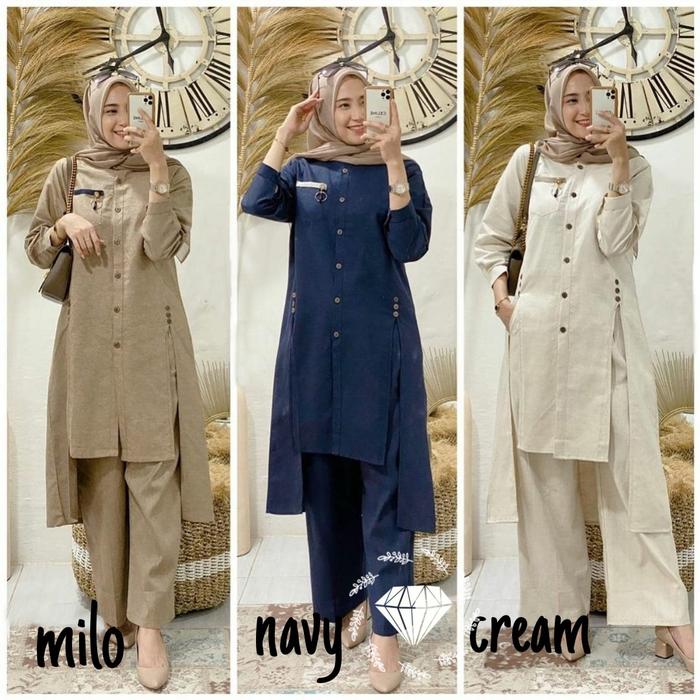NATANIA SETELAN SET 2IN1 / PAKAIAN WANITA LONG TUNIK SET