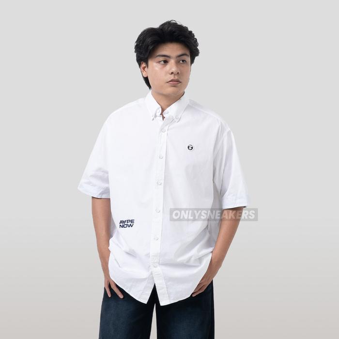 AAPE LOGO EMBROIDERRED SHORT SHIRT IN WHITE