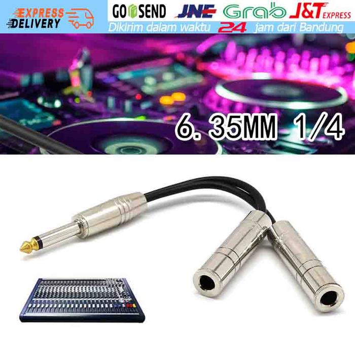6.35mm 1/4" Jack Male to 2X 6.35mm 1/4" Female Y Splitter Stereo Audio Cable Kabel Adapter Splitter 