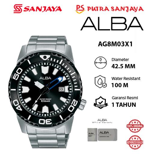 Jam Tangan ALBA AG8M03 AG8M03X1 / AG8M01 AG8M01X1 Original Garansi Resmi 1  tahun Stainless steel