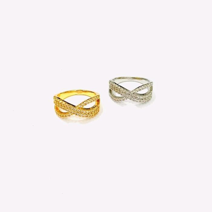 NEW Cincin Permata Super Elegan Gold dan Silver Fhasion Aksesoris  Titanium Rings khodam