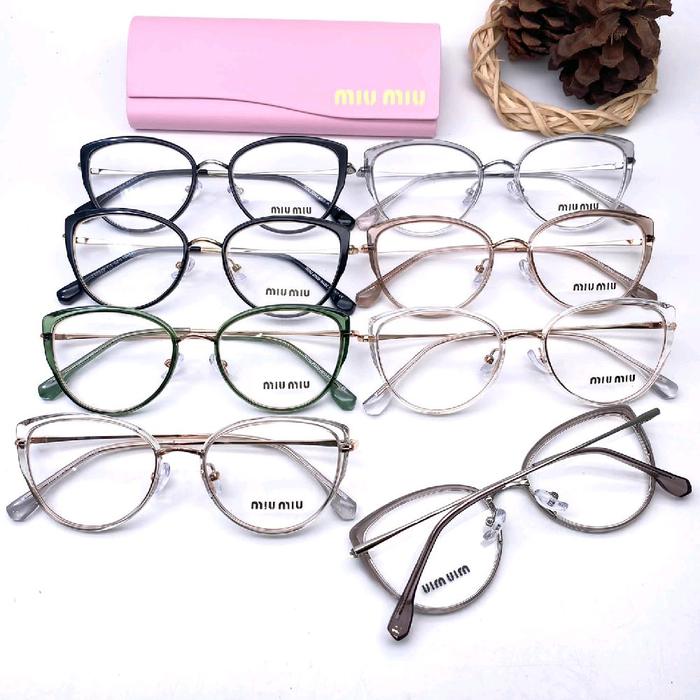 MIUMIU Frame Kacamata Wanita Cat Terkini Model Terbaru Paling Tren Eyewear Anti Radiasi Blue Ray Pho
