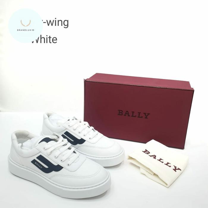 Bally coby-wing  optic white leather /midnight calf sneakers shoes