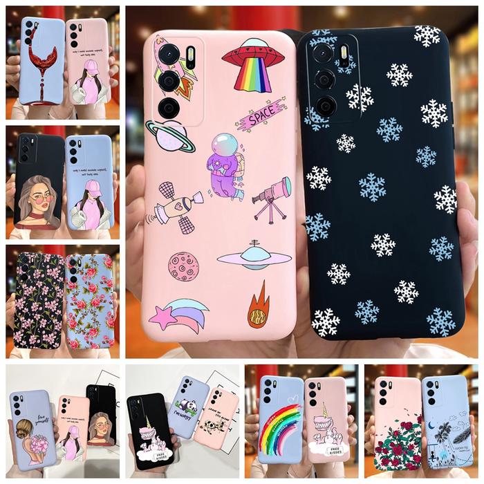 For OPPO A16 Case OPPO A16S Cute Stylish Printed Bumper Soft Silicone