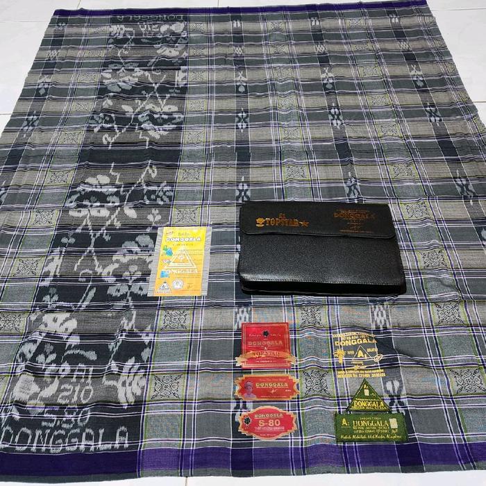 Sarung Tenun Donggala Tipe KRJ  Sutra 80% Tenu ATBM Jahit Tengah - Kain, Putih, Muslim, Songket, Mot