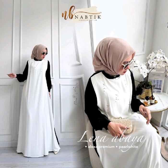 Gamis abaya wanita premium 2 Kombi warna lena abaya by nabtik stylist kekinian LD 115 matt adem jatu