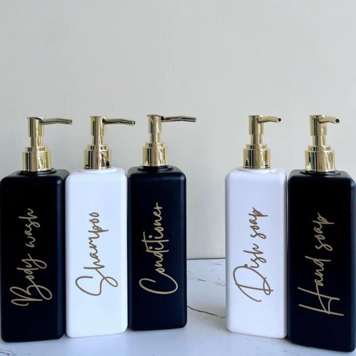 MINIMALIST BOTTLE PUMP 500ML REFILABLE BOTOL SABUN SHAMPOO SABUN MANDI BOTOL PUMP KOTAK 500 ML - Hit