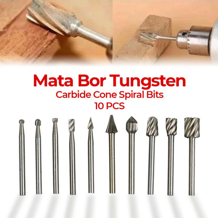 Mata Bor Tuner Tunner Cuner Cunner Porting Kikis Besi Grafir Set Mata Bor Tungsten Carbide Cone Spir