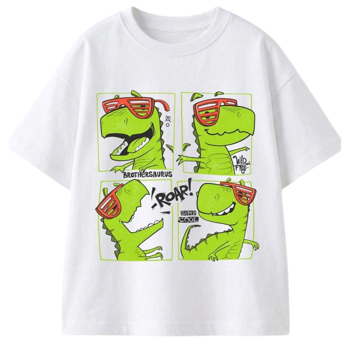 Ca Kids T - Shirt Brothersaurus Dino Panel 4 Kotak Untuk Anak Cewe & Cowo Bahan Cotton Combed 30s