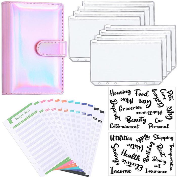 A6 Budget Binder Planner Organizer Macaron PU Leather 6 Holes