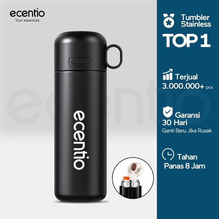ecentio termos air panas 500ml stainless steel 304+316 tahan 8 jam botol air dengan tutup kecil port