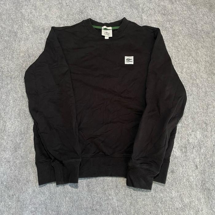 Crewneck Lacoste live unisex berbahan cotton buat nyaman harian Pria Wanita Hoodie Hitam Katun Sweat