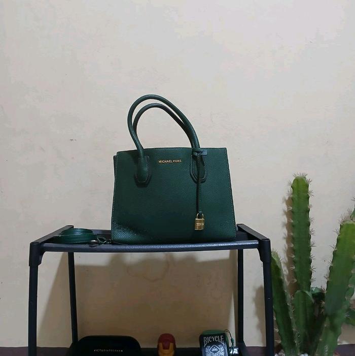 MK Mercer Green Satchel Original Kulit Wanita