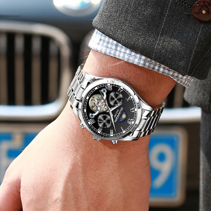 GUANQIN Men's Watches Luxury Automatic Mechanical Watch Tourbillon Luminous Mineral 30M Waterproof B
