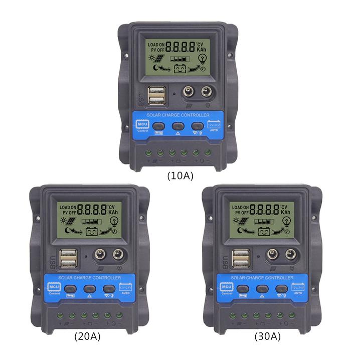 12V/24V Auto Solar Charger Controller with Light Time Control LCD