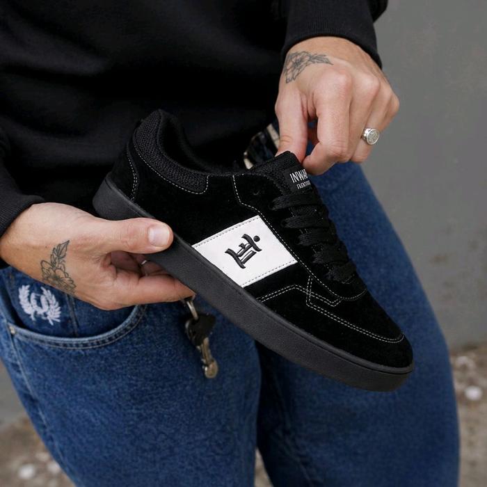 Indetion inward Official -Bakkel black Sepatu Pria Sneakers Suede Mesh Cupsole Jersey Foam Stich Dow
