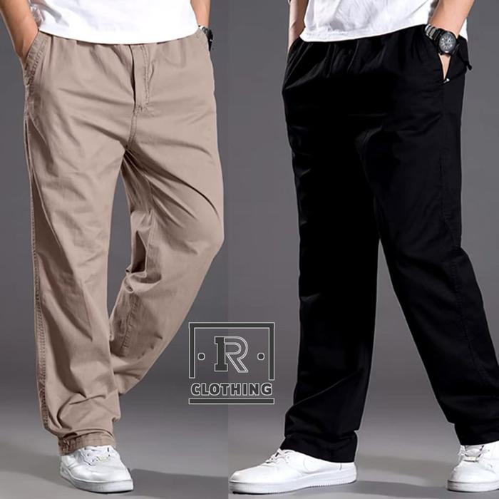 IRSYAD CLOTH -Celana Pria Casual Regular Abu-abu 100% Cotton Stretch 4 Saku Premium Zipper Fashionab